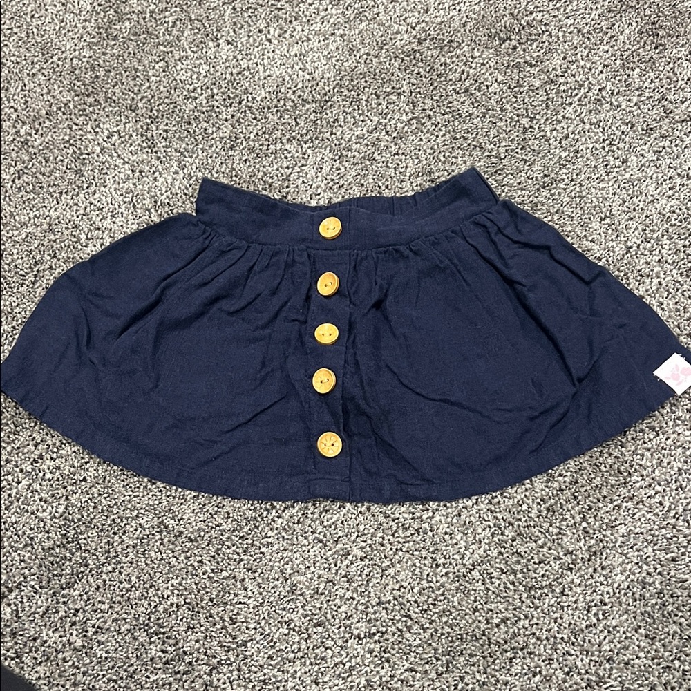 SweetHoney Navy Skort with Gold Buttons